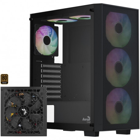 B509A Flow-G-BK-v1, mit Netzteil Aero 650 (schwarz, Tempered Glass)
