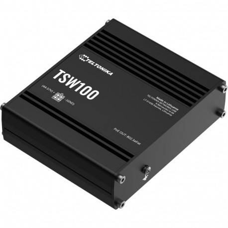 tööstuslik PoE+ Etherneti kommutaator TSW100, must