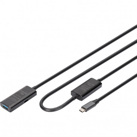 Aktiivne USB 3.2 Gen 1 pikenduskaabel USB-C pistik > USB-A pesa 10m, must