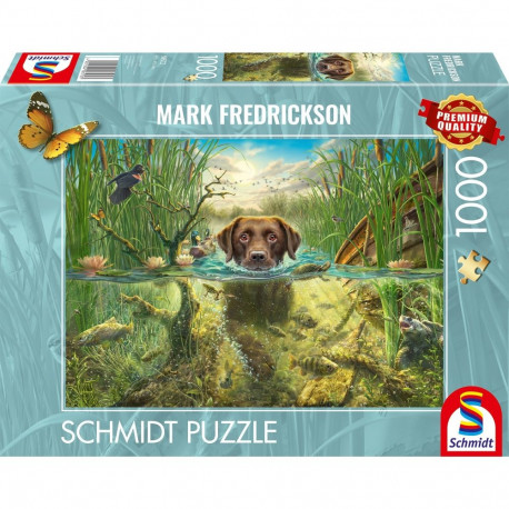Schmidt Spiele Mark Fredrickson: Dog love - brown Labrador in the cool water, puzzle 1000 pieces