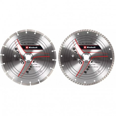 EINHELL turbo diamond cutting disc, ? 230 x 22.23 x 1.8mm, set of 2 for angle grinders