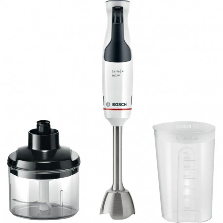 Bosch Home ErgoMaster MSM4W220 Series 4 Hand Blender, White/Stainless Steel, 600 Watts, with Chopper