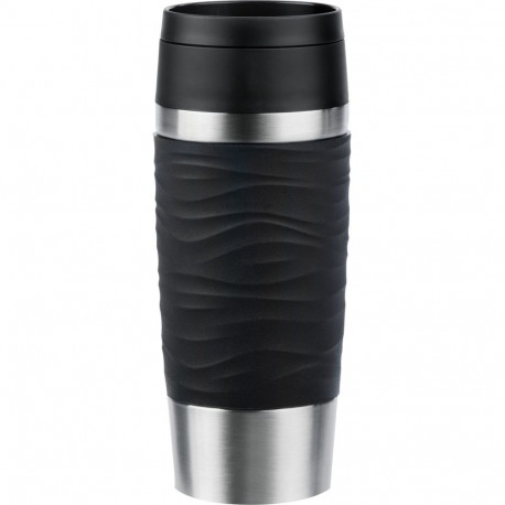 TRAVEL MUG Waves Thermobecher (schwarz/edelstahl, 0,36 Liter)