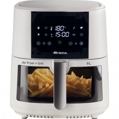 Heißluftfritteuse 9 L (weiß, 1.500 Watt, Korb 9 Liter, mit Sichtfenster)