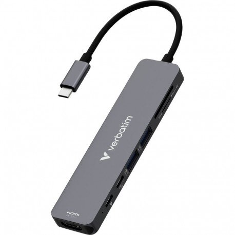 USB-C mitmeportiline jaotur mälukaardi lugejaga, hõbedane