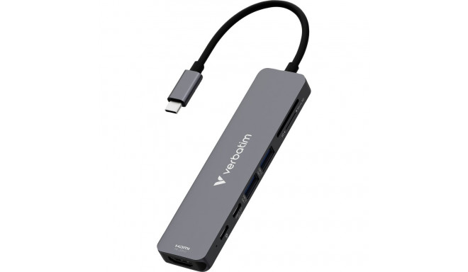 USB-C mitmeportiline jaotur mälukaardi lugejaga, hõbedane