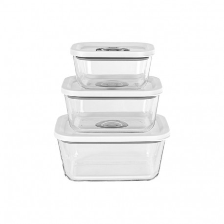Vakuumier Glasbehälter-Set VCG 1 (transparent, 3-teilig, 350ml, 670ml, 1.100ml)