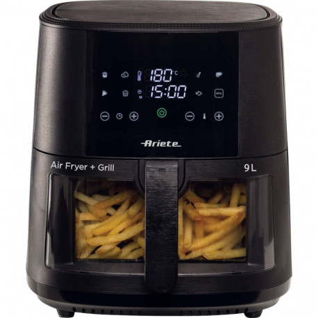 Heißluftfritteuse 9 L (schwarz, 1.500 Watt, Korb 9 Liter, mit Sichtfenster)