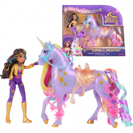 Unicorn Academy mängukomplekt Sophia ja ükssarvik Wildstar tõelise lakaga ja sabaga ning harjaga
