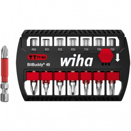 Bit-Satz BitBuddy TY-Bits 49mm, 7-teilig (schwarz/rot, PH / PZ / TX)