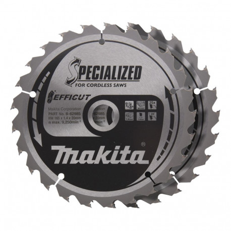 EFFICUT ketassae terad B-62985-2 Ø165mm 25Z 2tk, ava 20mm, akusaagidele