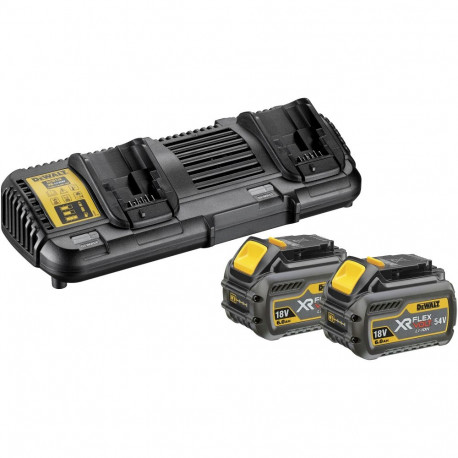 XR FLEXVOLT aku stardikomplekt DCB132T2 koos 2x aku 54Volt 2Ah (või 18Volt 6Ah) ja topeltkiirlaadija