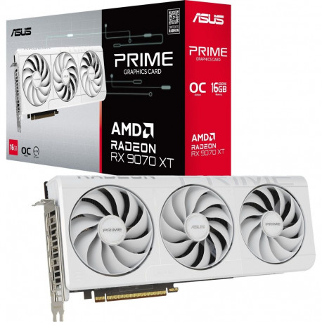 Radeon graafikakaart RX 9070 XT PRIME OC Edition RDNA4 GDDR6 3x DisplayPort 1x HDMI 2.1, valge