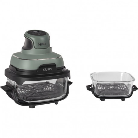 Ninja CRISPi 4-in-1 Portable Glass Air Fryer "Sage" grey-Green/Transparent, 1,700 Watts, 2 Baskets 1