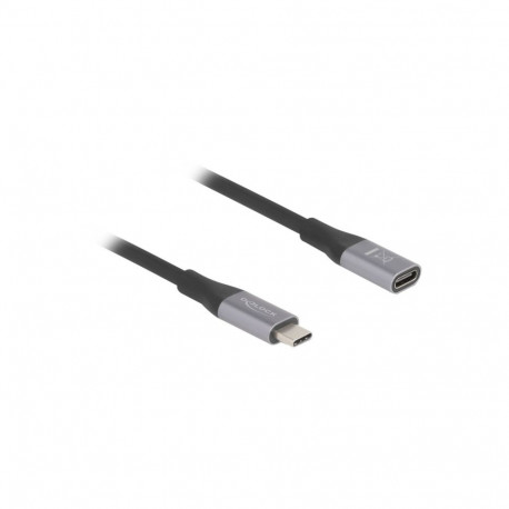 DeLOCK USB4 Gen 3x2 extension cable 40 Gbps, USB-C male > USB-C female black/grey, 2 meters, PD 3.1,