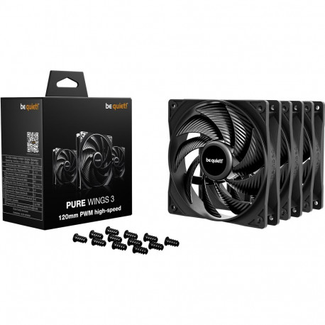 be quiet! Pure Wings 3 120mm PWM high-speed 3-pack, case fan black, 3-pack, 120 mm