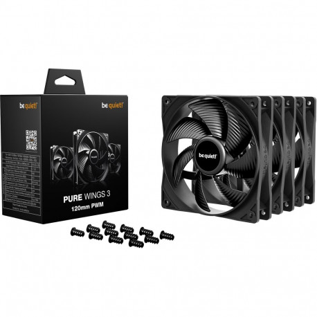 Pure Wings 3 120mm PWM 3-Pack (schwarz, 3er-Pack, 120 mm)