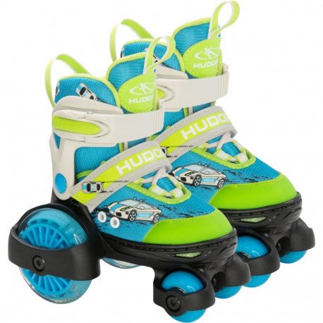 HUDORA My First Quad LED Roller Skates, Size 26-29, Green/Blue, with LED Lighting