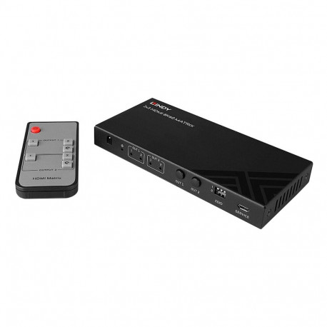 HDMI-matrixlüliti 2x2 8K60 EDID-haldus kaugjuhtimispuldiga, must