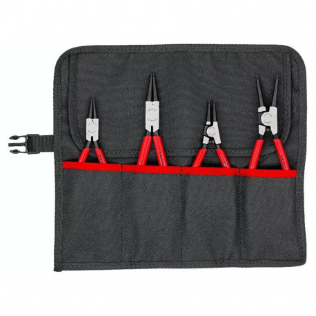 KNIPEX circlip pliers set O 12 - 60mm, 4-piece red, 4x straight tips, in roll-up bag