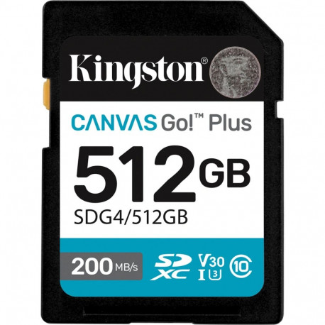 Kingston Canvas Go! Plus 512GB SDXC Memory Card Black UHS-I U3 Class 10 V30