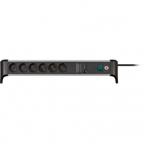 Brennenstuhl Alu-Office-Line 6-way power strip for the desk, black/aluminum, 3-meter cable, 60,000A 