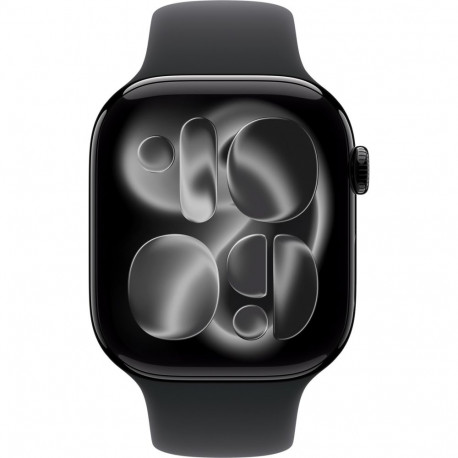 Apple Watch Series 11, Smartwatch black (glossy), aluminum, 46 mm, black sport band M/L, Cellular