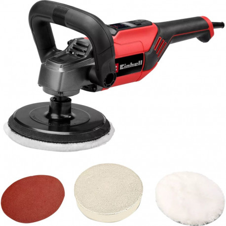 Poliermaschine und Schleifmaschine CC-PO 1100/150 CE (rot/schwarz, 1.100 Watt, Schleifscheibe Ø 150m