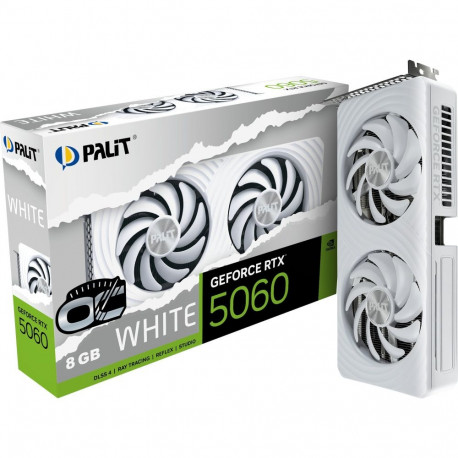 Palit GeForce RTX 5060 OC WHITE 8GB, graphics card DLSS 4, 3x DisplayPort, 1x HDMI 2.1