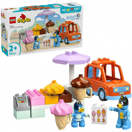 LEGO 10458 DUPLO Bluey's Ice Cream Parlor Trip with Bluey, Construction Toy