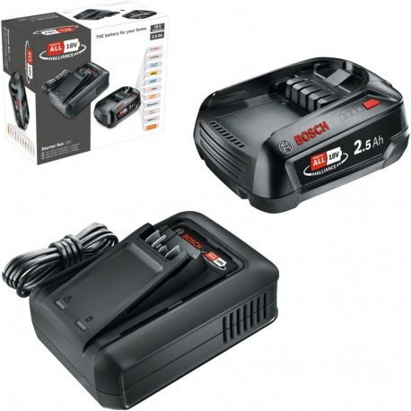Bosch DIY & Garden Cordless Starter Set 18V 1x 2.5Ah + Quick Charger AL 18V-44 black, Li-ion battery