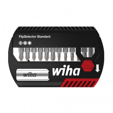 Wiha Bit Set FlipSelector Standard, PH / PZ / TX black/red, 15 pieces, with belt clip