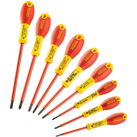 Stanley FATMAX screwdriver set, 10-piece red/yellow, voltage tester