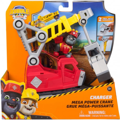 Rubble & Crew Chargers 2-ühes mega kraana eemaldatava ekskavaatori kopaga, löökvasar ja Charger koer