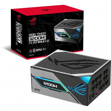 ROG toiteplokk Thor 1200W Platinum III 1x 12 Pin High Power GPU 4x PCIe kaablite haldus, must