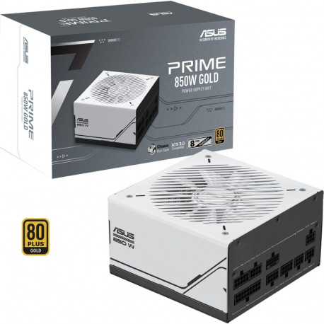 Prime toiteplokk 850W gold 1x 12-Pin High Power GPU 3x PCIe kaablijuhtimine, valge