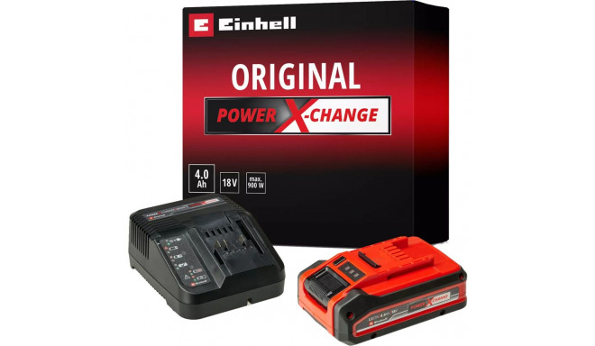 PLUS Power-X-Change Starter-Kit, 18Volt 4Ah (schwarz/rot, PLUS Akku + Ladegerät)