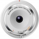 Olympus body cap lens 9mm f/8.0 Fisheye, white