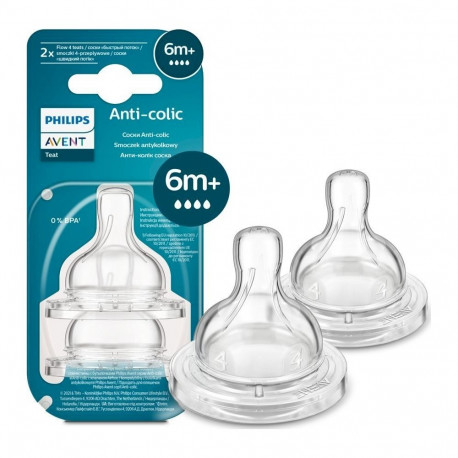 Philips Avent SCY764/02 Fast Flow 6M+ Silicone Bottle Teats 2 pcs