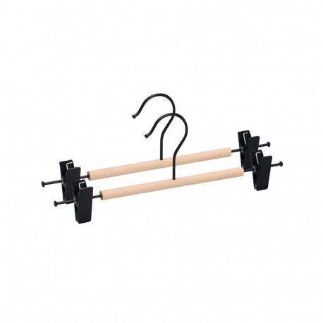 METAL HANGER WOOD ROUND BAR BLACK 2PCS