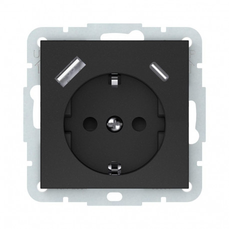 SOCKET USB-A+C BLACK RP16-002-22/A+C QR