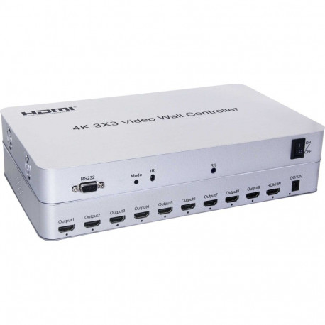 4K 3x3 HDMI Video Wall Controller 1 input - 9 outputs, 4K@30hz input Video Wall controller, 13 displ