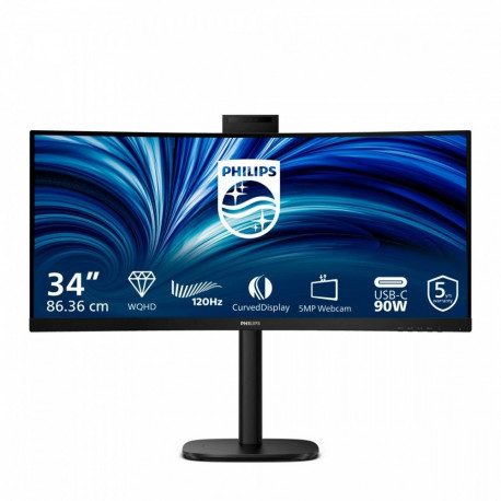 Philips 34B2U3600CH 34" Curved VA UltraWide Monitor (HDMI x2, DP, USB-C, RJ45, KVM, Height A