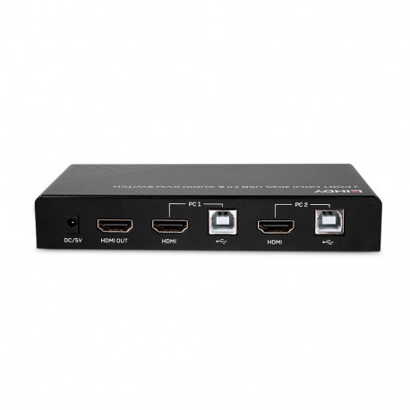 KVM Switch - LINDY 2 Port HDMI 4K60, USB 2.0 & Audio KVM Switch, Black