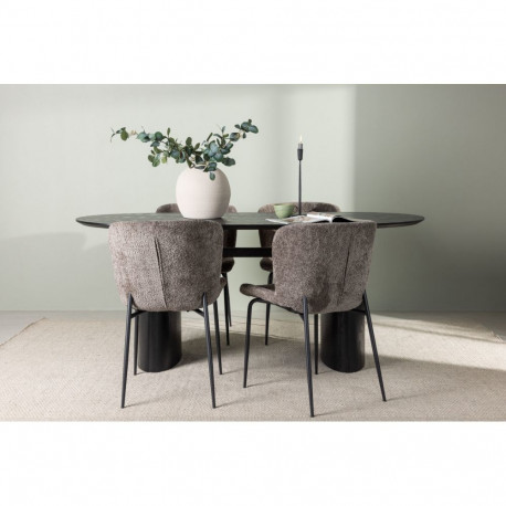Söögitoa komplekt ISOLDE&MODESTO 4 tooli 180x75cm, must/tumehall