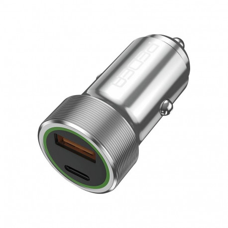 PEDEA 20W USB-C (PD) auto kiirlaadija 12/24V, 2-pordiline USB-C ja USB-A, hõbedane