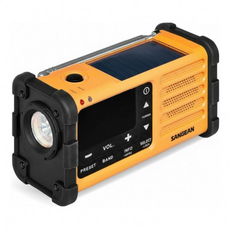 Sangean raadio MMR-88 DAB+ (USB-C) hädaolukorra käega krutitav päikeselaenguga, kollane