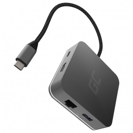"Green Cell AK61 USB-C HUB 6-Port 3xUSB 3.0; USB-C; HDMI; Gigabit LAN"