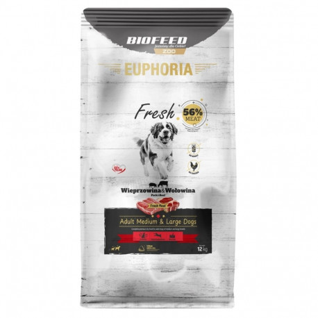 BIOFEED kuiv koeratoit Euphoria Fresh Adult Medium & Large sea- ja veiselihaga 12kg