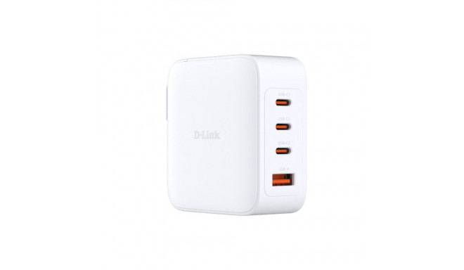 laadija DCP-101/E 100W GaN PD 3.0 QC 4.0 1x USB-A, 3x USB-C, valge